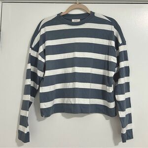 AYR The Half Day Tee, Women’s, Blue-Gray White Stripe, Color Soundbath, Small